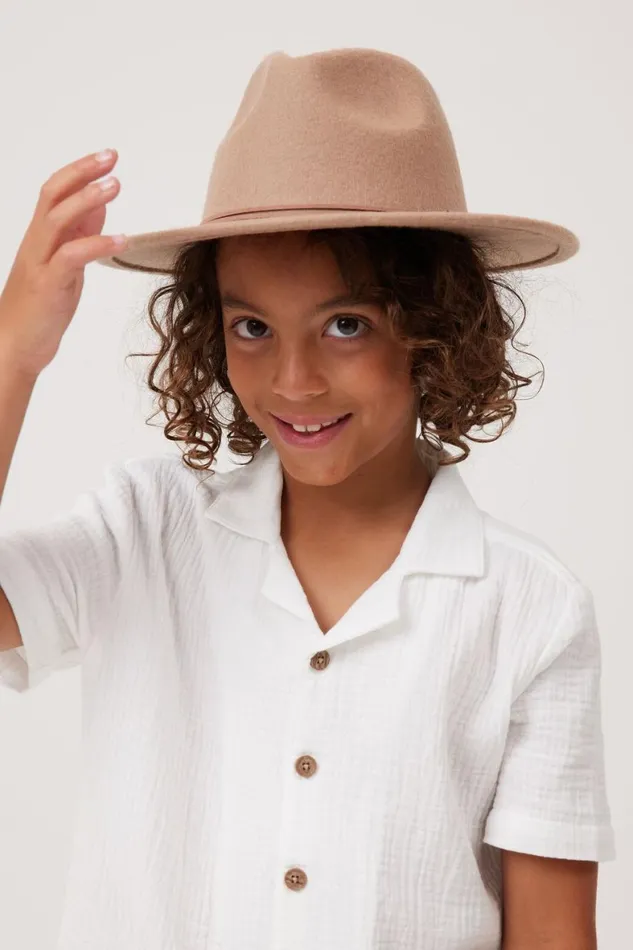 Girls 214Boys 214 Hats and Beanies Cotton On Wide Brim Hat Taupy Brownties