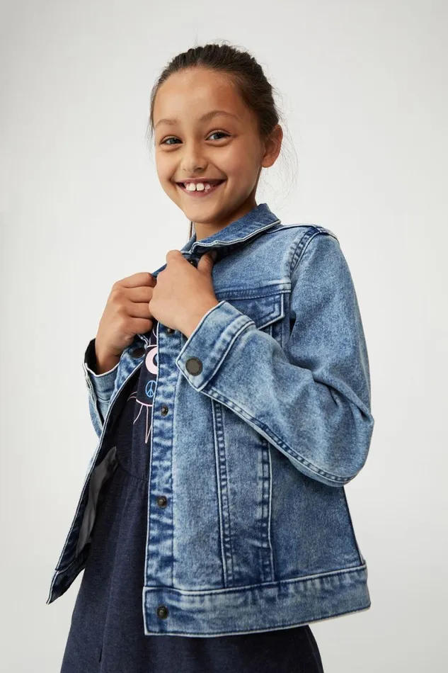 Girls 214Boys 214 Jackets and Sweaters Cotton On Darcie Denim Jacket Classic Blue Wash