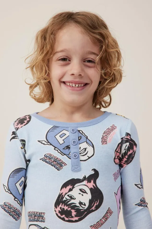 Girls 214Boys 214 Sleepwear Cotton On Milo Long Sleeve Pyjama Set License Lcn Mar Frosty Bluemarvel Friends