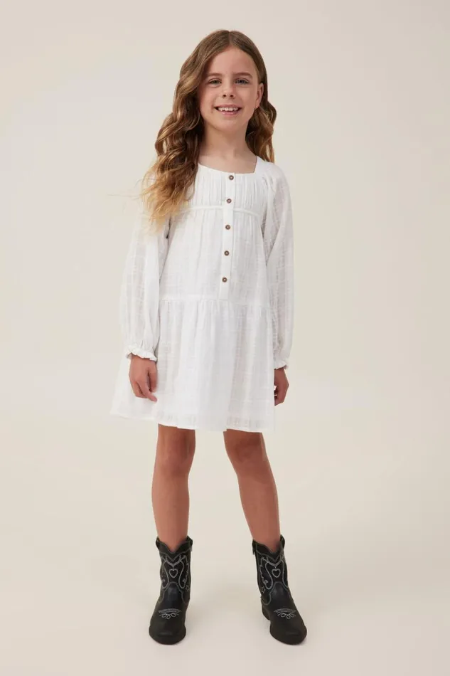 Girls 214 Dresses Cotton On Gemma Long Sleeve Dress Vanilla