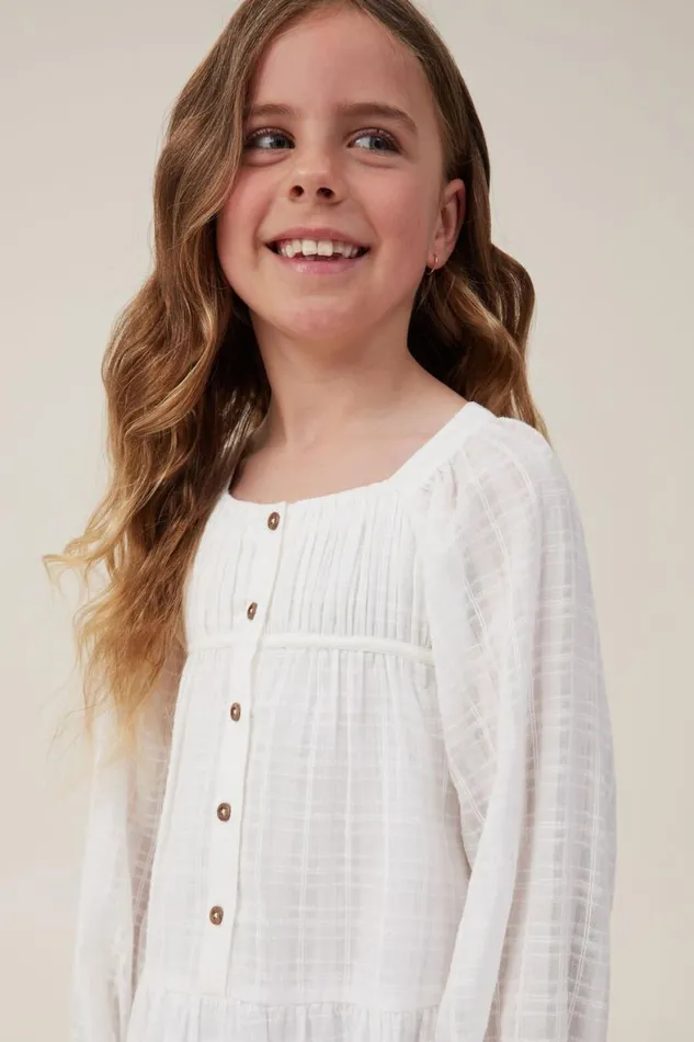 Girls 214 Dresses Cotton On Gemma Long Sleeve Dress Vanilla