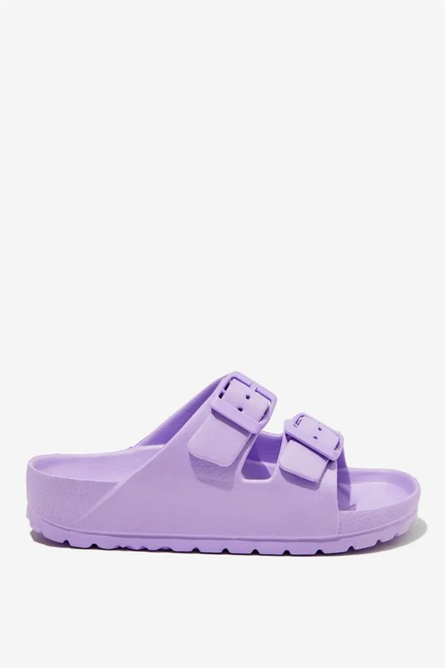 Girls 214 Flats and Sandals Cotton On Twin Strap Slide Lilac Drop
