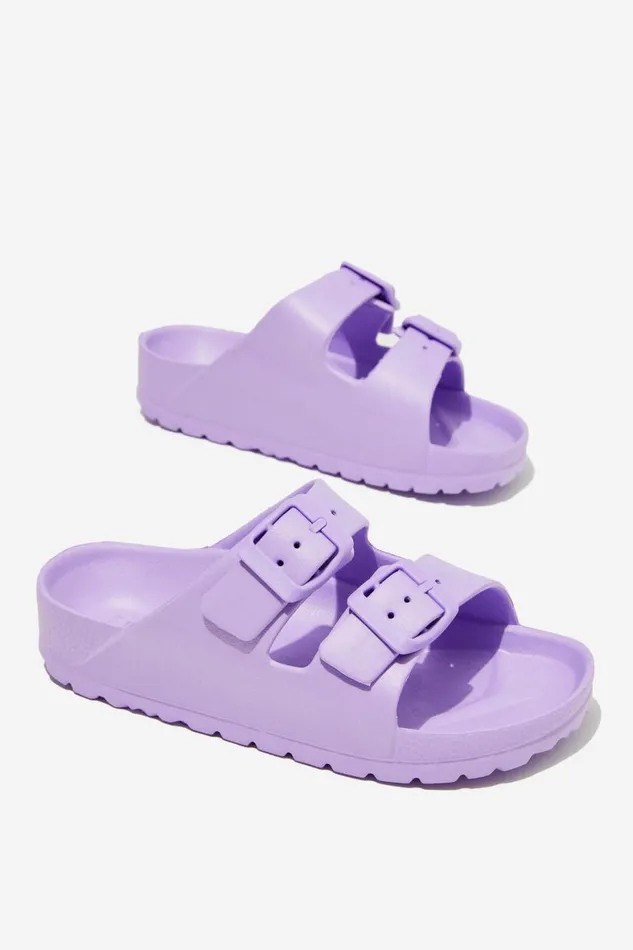 Girls 214 Flats and Sandals Cotton On Twin Strap Slide Lilac Drop