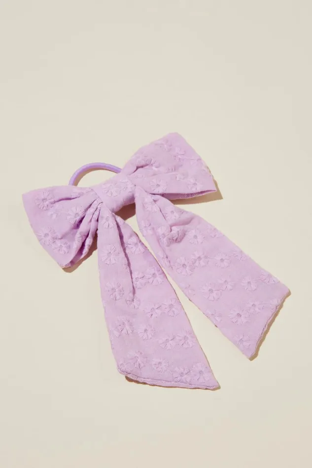 Girls 214 Hair Accessories Cotton On Bailee Bow Hair Tie Lilac Dropbroderie