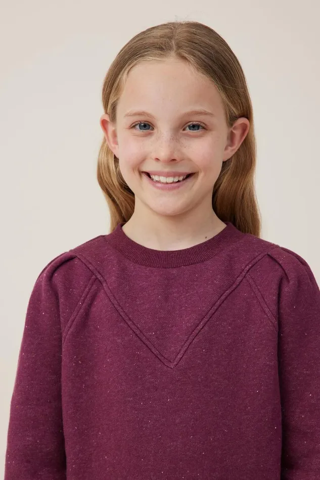 Girls 214 Sweatshirts and Sweatpants Cotton On Nora Fleece Crew Crushed Berry Nep