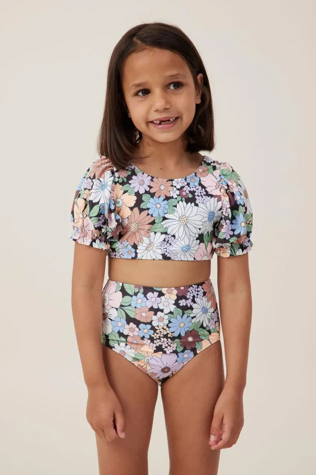 Girls 214 Swimwear Cotton On Paige Puff Sleeve Bikini Phantomquinn Floral