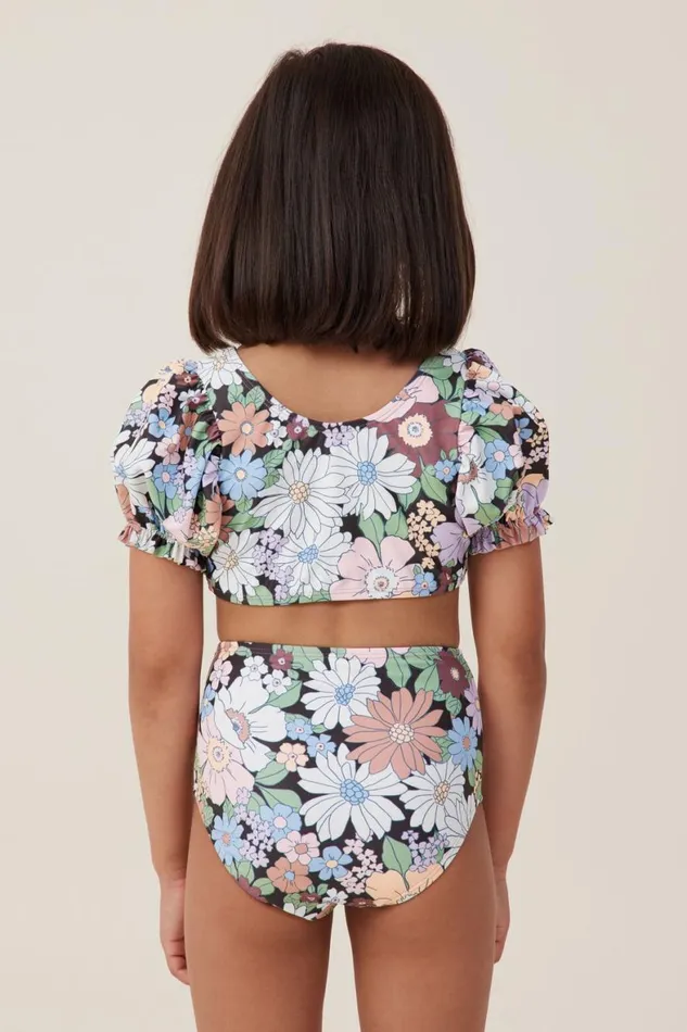 Girls 214 Swimwear Cotton On Paige Puff Sleeve Bikini Phantomquinn Floral