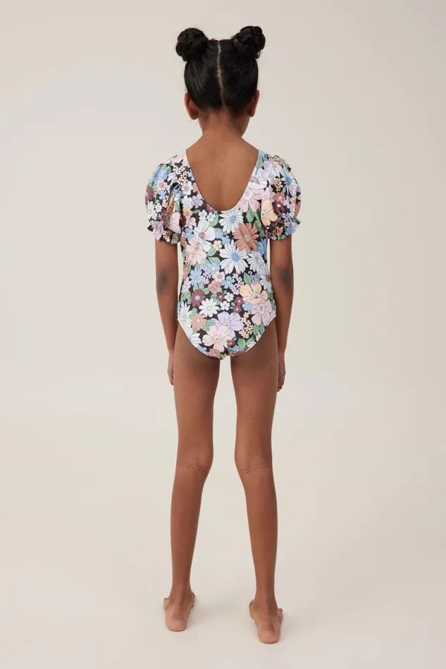 Girls 214 Swimwear Cotton On Puff Sleeve One Piece Phantomquinn Floral