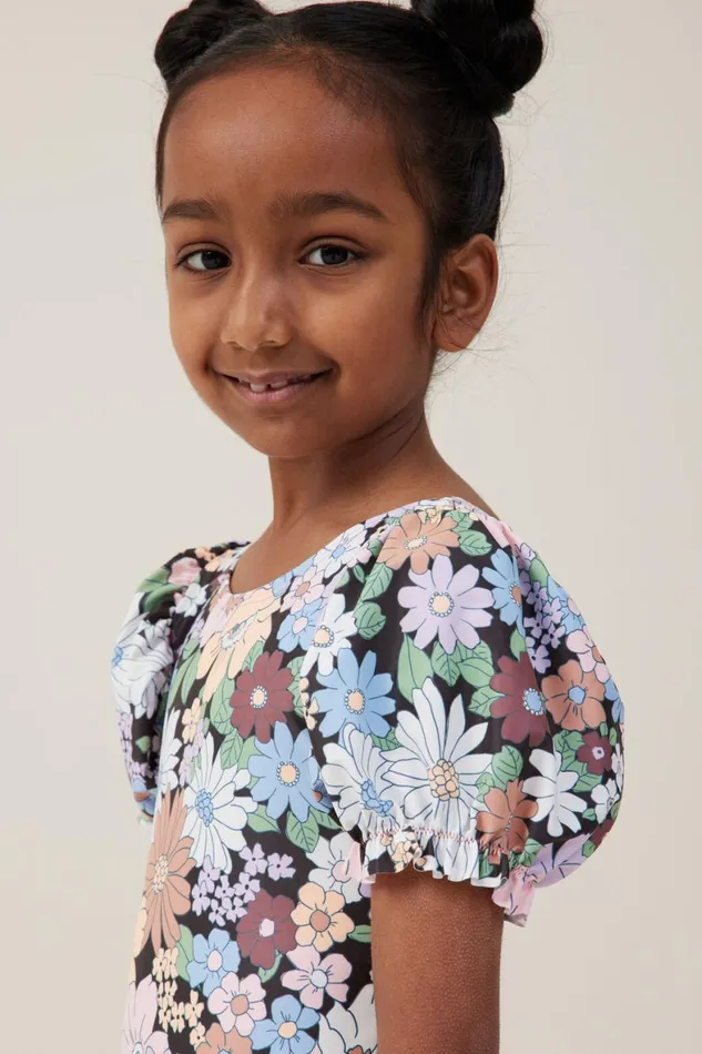 Girls 214 Swimwear Cotton On Puff Sleeve One Piece Phantomquinn Floral