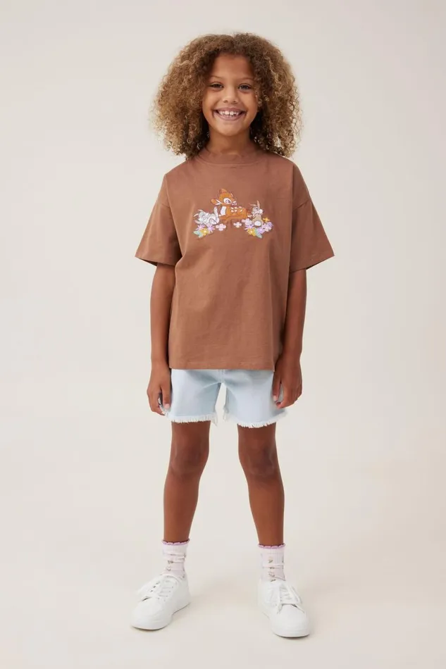 Girls 214 Tops and TShirts Cotton On License Drop Shoulder Short Sleeve Tee Lcn Dis Bambicoco Jumbo