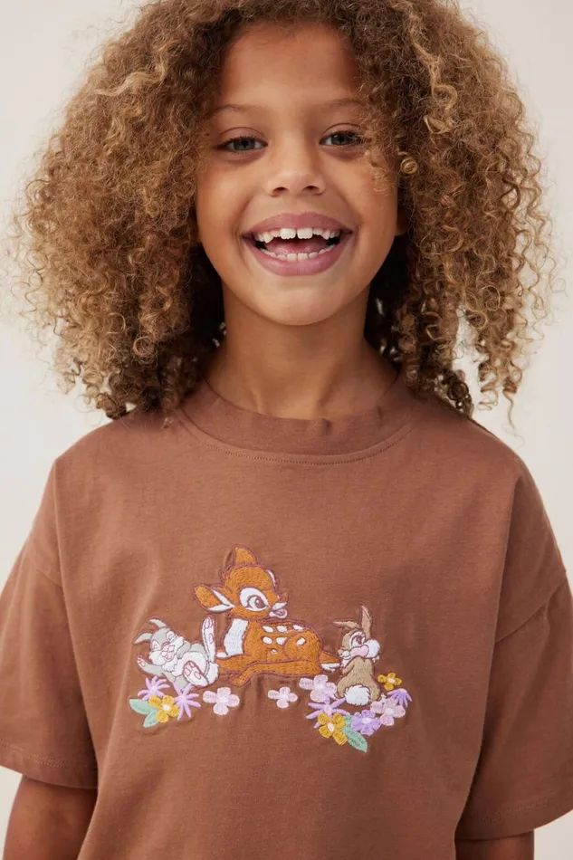Girls 214 Tops and TShirts Cotton On License Drop Shoulder Short Sleeve Tee Lcn Dis Bambicoco Jumbo