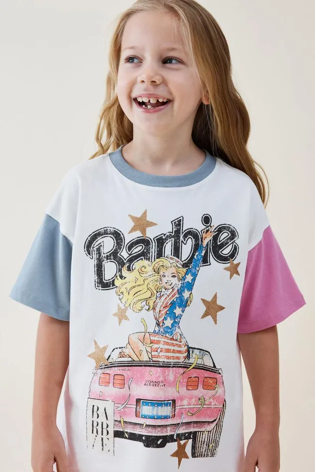 Girls 214 Tops and TShirts Cotton On License Drop Shoulder Short Sleeve Tee Lcn Mat Barbie Americavanilla Girls 214 Tops and TShirts Cotton On License Drop Shoulder Short Sleeve Tee Lcn Mat Barbie Americavanilla