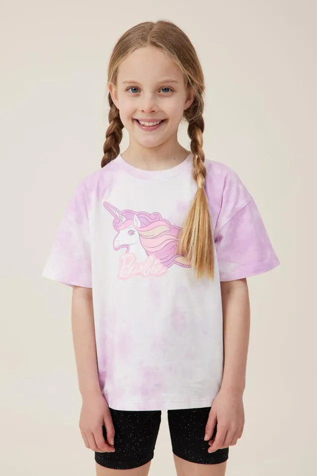 Girls 214 Tops and TShirts Cotton On License Drop Shoulder Short Sleeve Tee Lcn Mat Barbie Unicornpale Violet Girls 214 Tops and TShirts Cotton On License Drop Shoulder Short Sleeve Tee Lcn Mat Barbie Unicornpale Violet