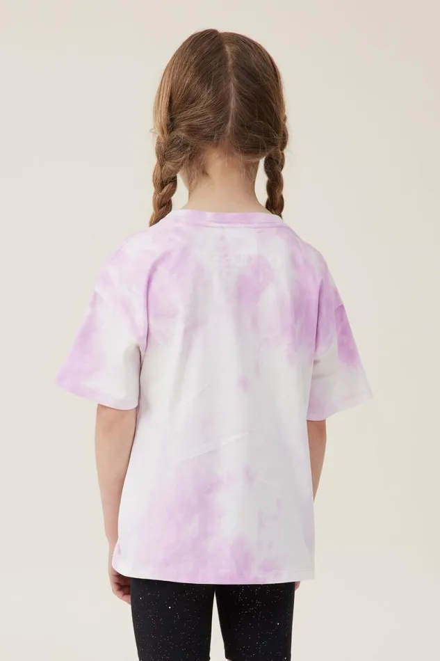 Girls 214 Tops and TShirts Cotton On License Drop Shoulder Short Sleeve Tee Lcn Mat Barbie Unicornpale Violet