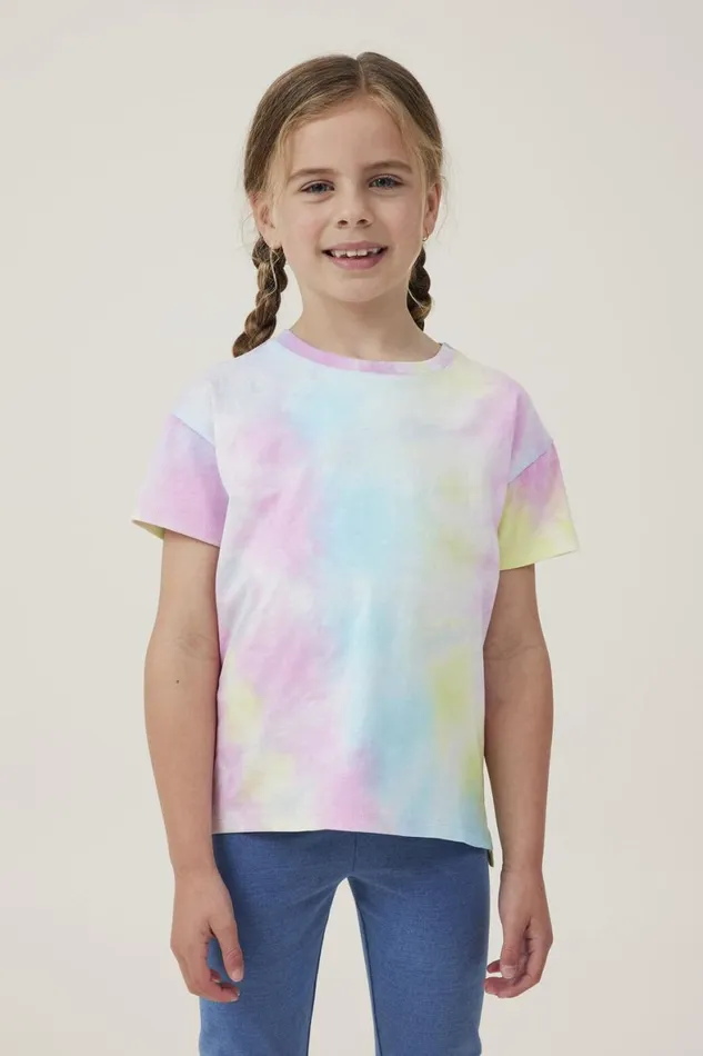 Girls 214 Tops and TShirts Cotton On Poppy Short Sleeve Print Tee Rainbow Tie Dye