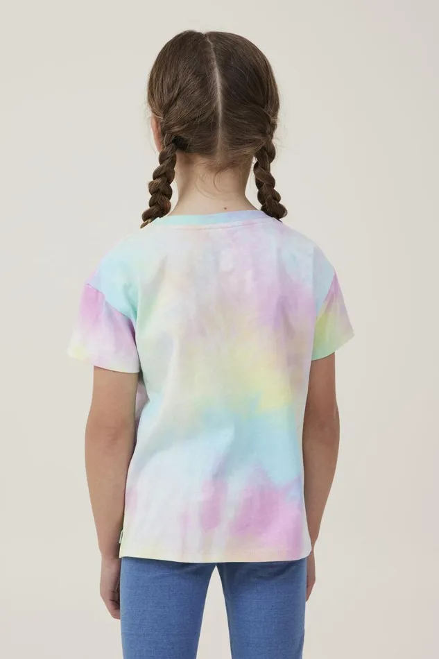 Girls 214 Tops and TShirts Cotton On Poppy Short Sleeve Print Tee Rainbow Tie Dye