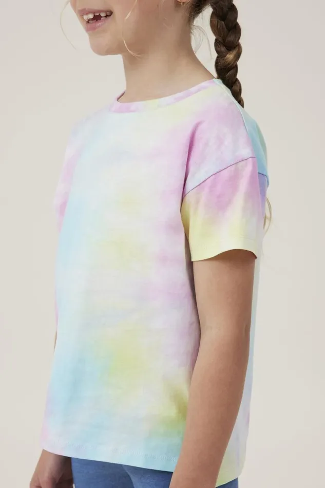 Girls 214 Tops and TShirts Cotton On Poppy Short Sleeve Print Tee Rainbow Tie Dye