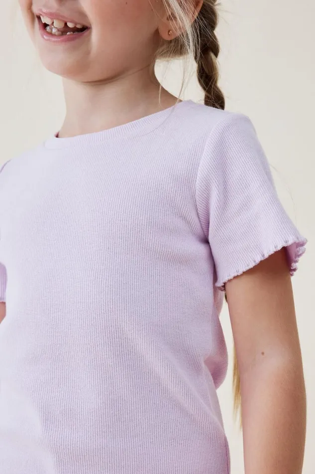 Girls 214 Tops and TShirts Cotton On Raya Rib Baby Tee Pale Violet