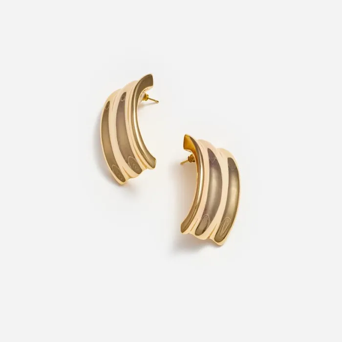Gold Ridged Earrings Women Self Portrait Jewellery