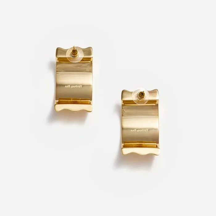Gold Ridged Earrings Women Self Portrait Jewellery