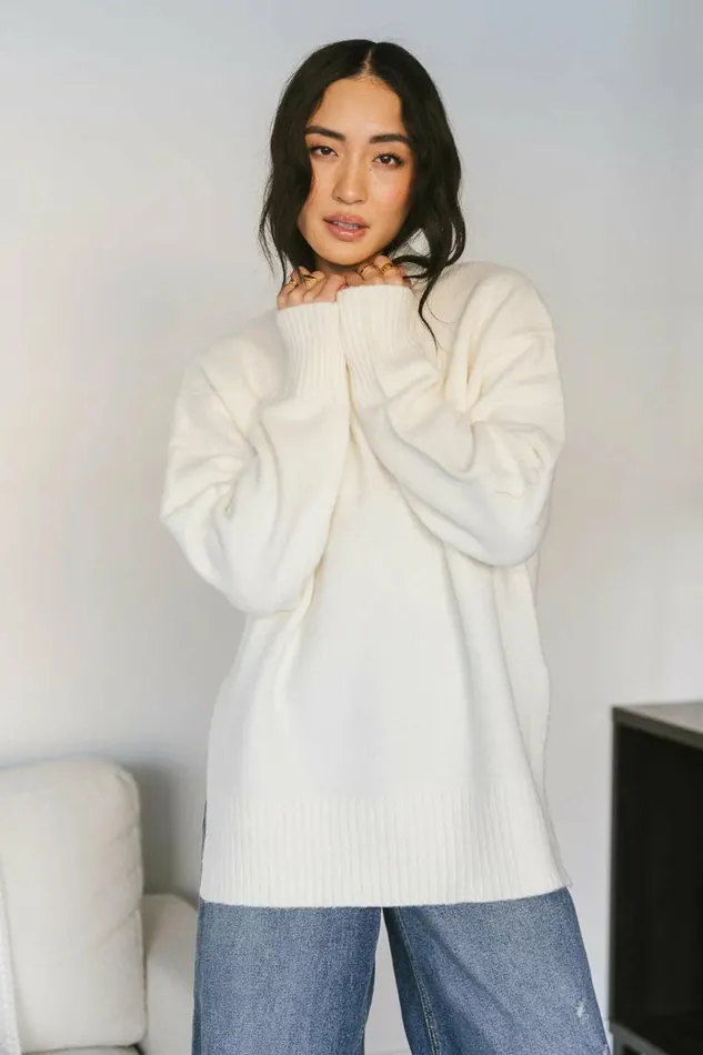 Gracie High Neck Sweater In Cream Cream Women Bohme Tops