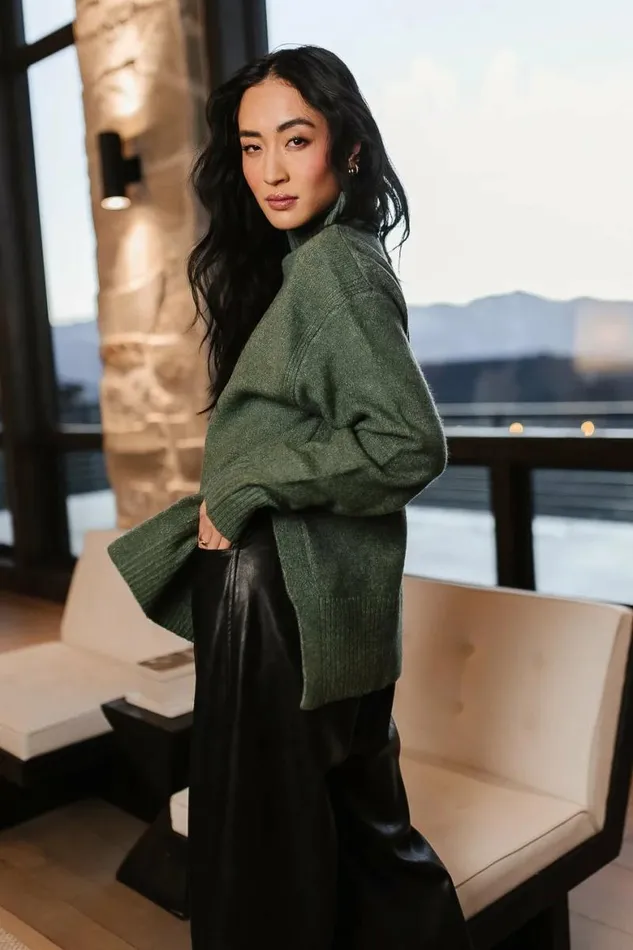 Gracie High Neck Sweater In Green Green Women Bohme Tops