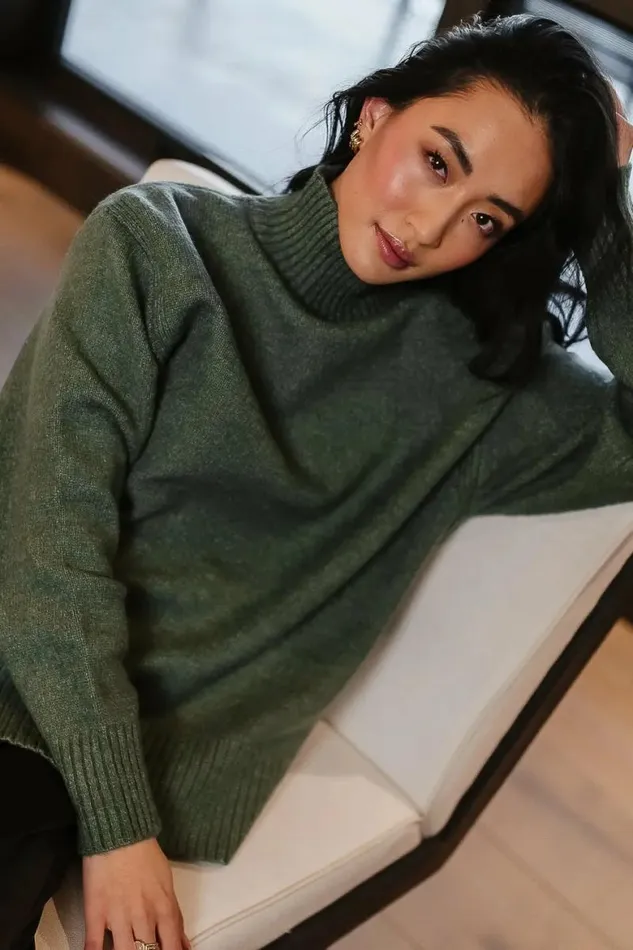 Gracie High Neck Sweater In Green Green Women Bohme Tops