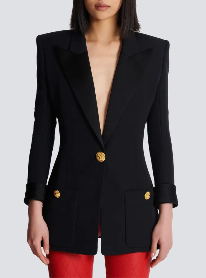 Grain De Poudre 1button Jacket Black Women Balmain Jackets And Blazers
