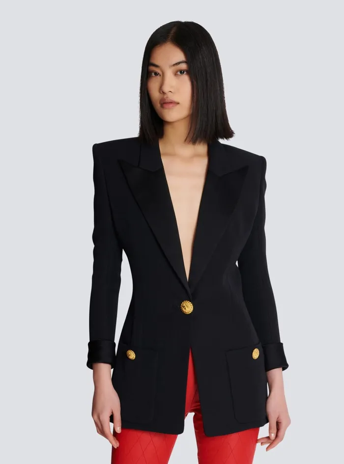 Grain De Poudre 1button Jacket Black Women Balmain Jackets And Blazers
