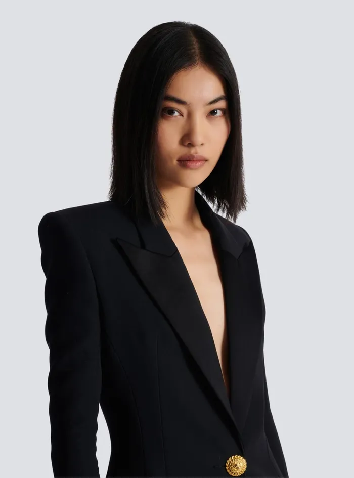 Grain De Poudre 1button Jacket Black Women Balmain Jackets And Blazers
