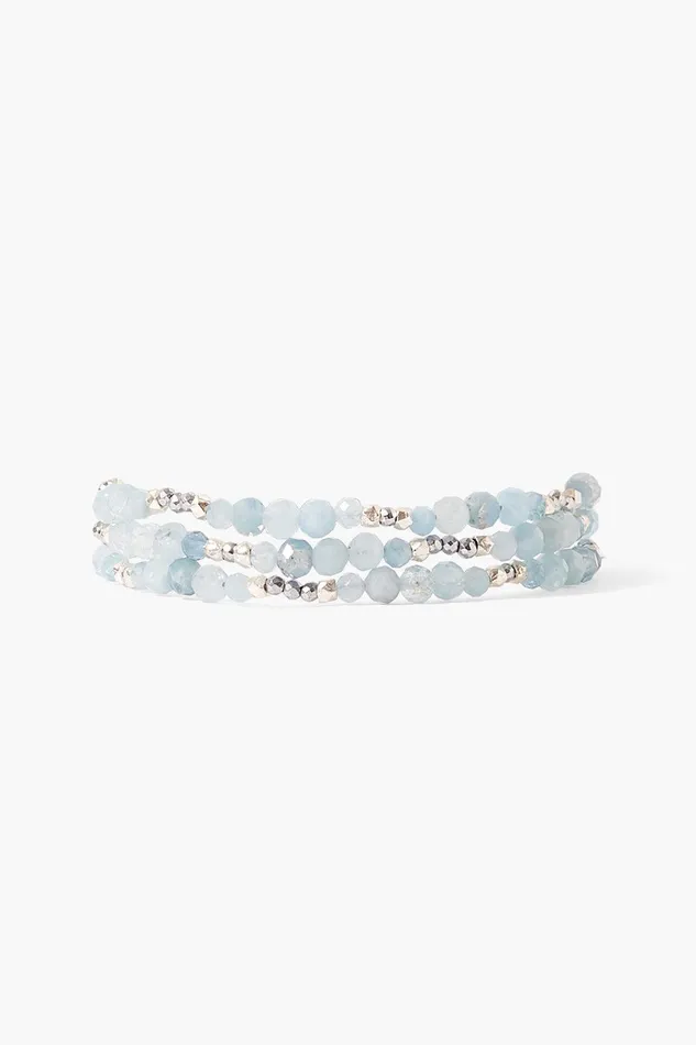 Granada Triple Naked Wrap Bracelet Aquamarine Silver Women Chan Luu Bracelets