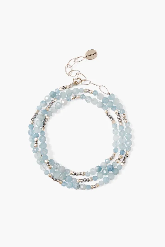 Granada Triple Naked Wrap Bracelet Aquamarine Silver Women Chan Luu Bracelets
