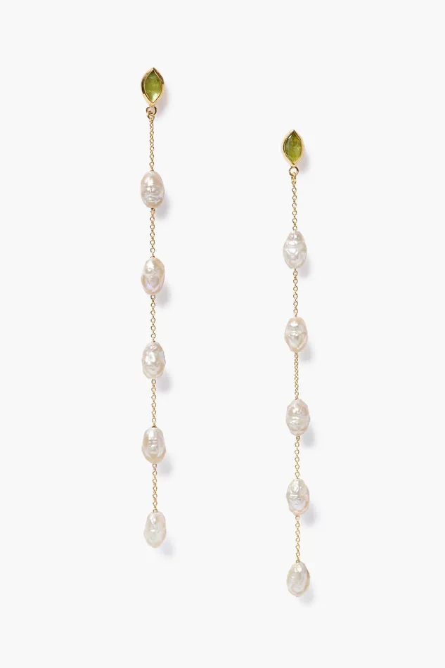 Gwen Tiered Pearl Earrings Peridot Women Chan Luu Earrings