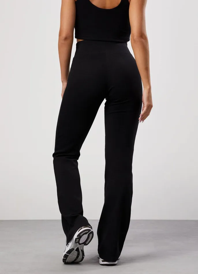 Gym King CoOrds Women 365 Rib Flared Legging 8211 Black