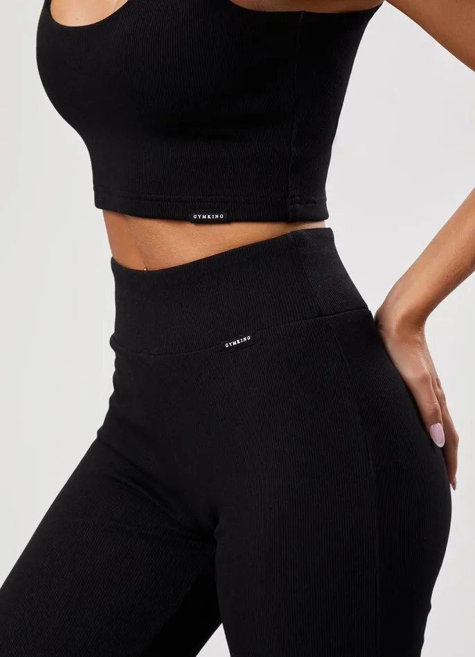 Gym King CoOrds Women 365 Rib Flared Legging 8211 Black