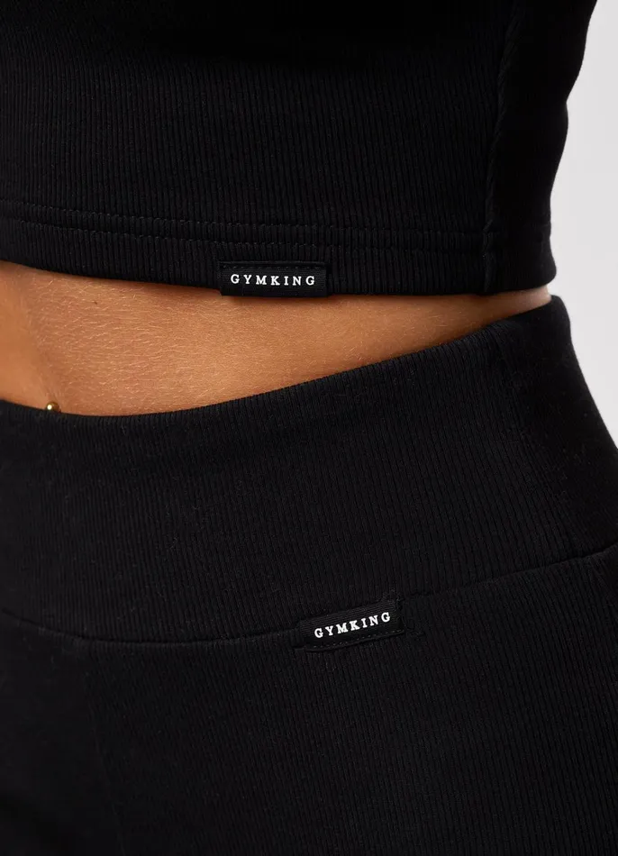 Gym King CoOrds Women 365 Rib Flared Legging 8211 Black