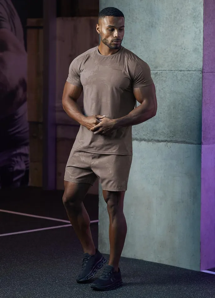 Gym King Gymwear Men Debossed Camo Short 8211 Iron