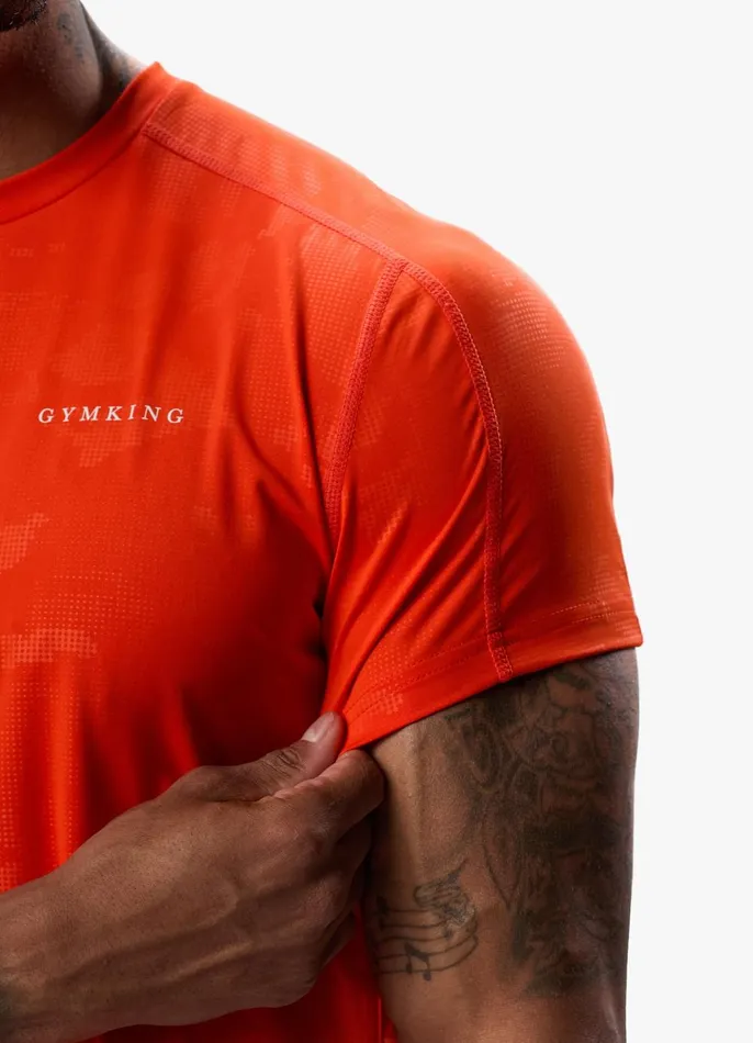 Gym King Gymwear Men Debossed Camo Tee 8211 Flame Orange