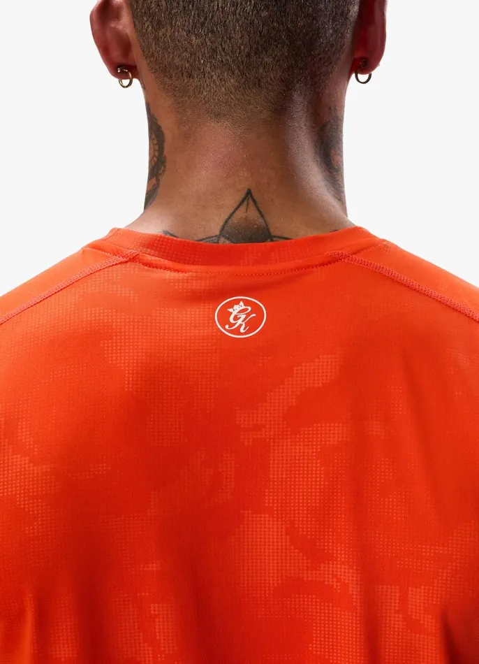 Gym King Gymwear Men Debossed Camo Tee 8211 Flame Orange