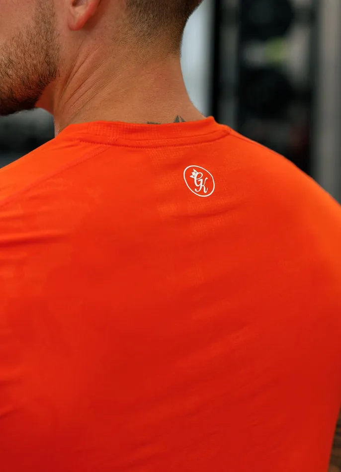 Gym King Gymwear Men Debossed Camo Tee 8211 Flame Orange