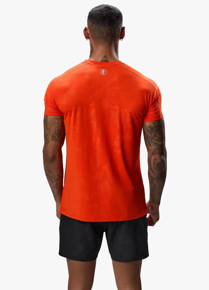 Gym King Gymwear Men Debossed Camo Tee 8211 Flame Orange