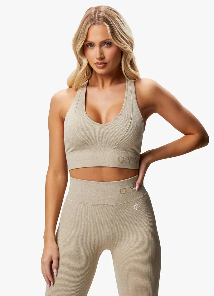 Gym King Gymwear Women Formation Racer Rib Bra 8211 Oatmeal Marl