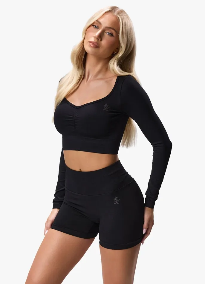 Gym King Gymwear Women Sculpt Seamless Long Sleeve Top 8211 Black