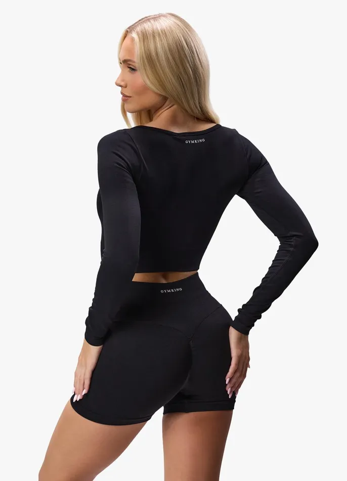 Gym King Gymwear Women Sculpt Seamless Long Sleeve Top 8211 Black