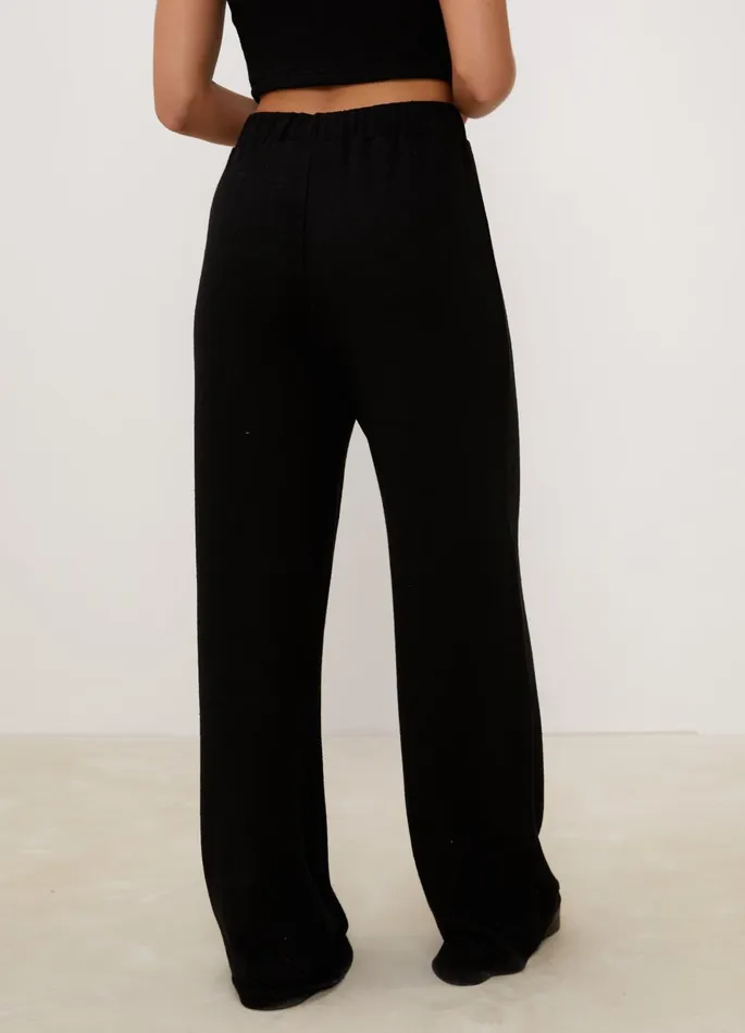 Gym King Joggers Women Signature Knit Wide Leg Trousers 8211 Black