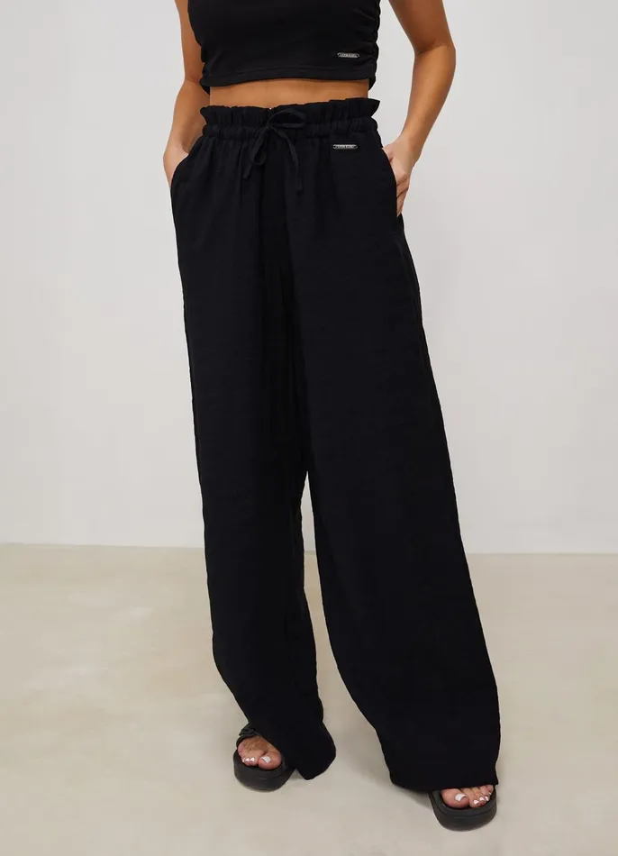Gym King Joggers Women Signature Woven Wide Leg Trouser 8211 Black