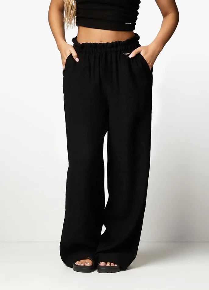 Gym King Joggers Women Signature Woven Wide Leg Trouser 8211 Black