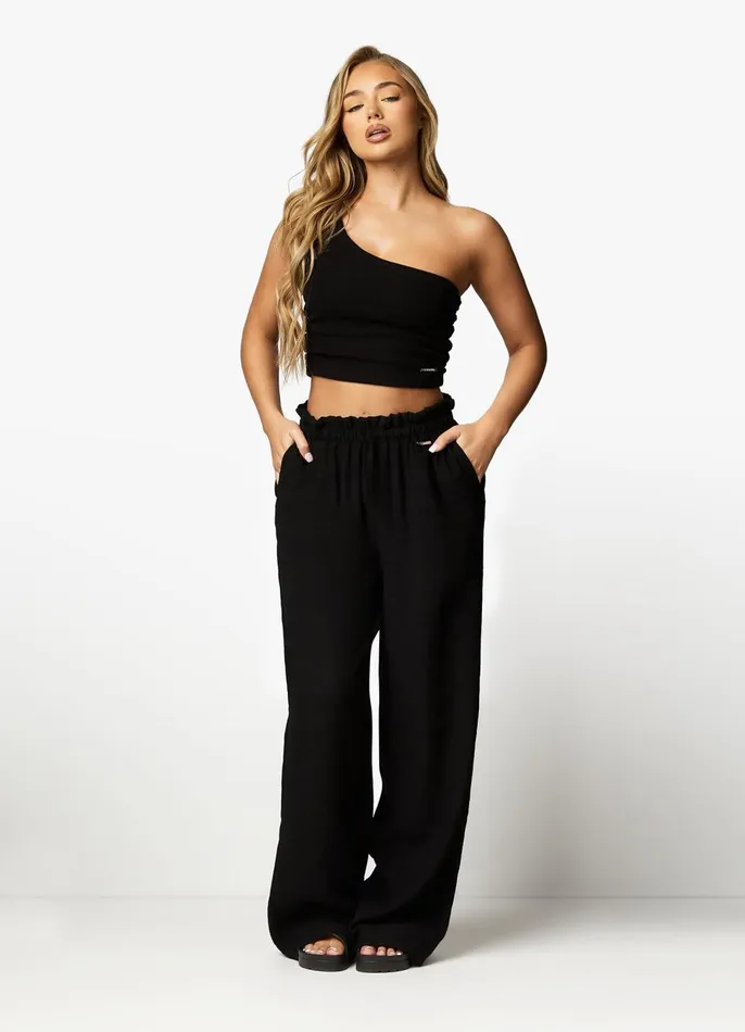 Gym King Joggers Women Signature Woven Wide Leg Trouser 8211 Black