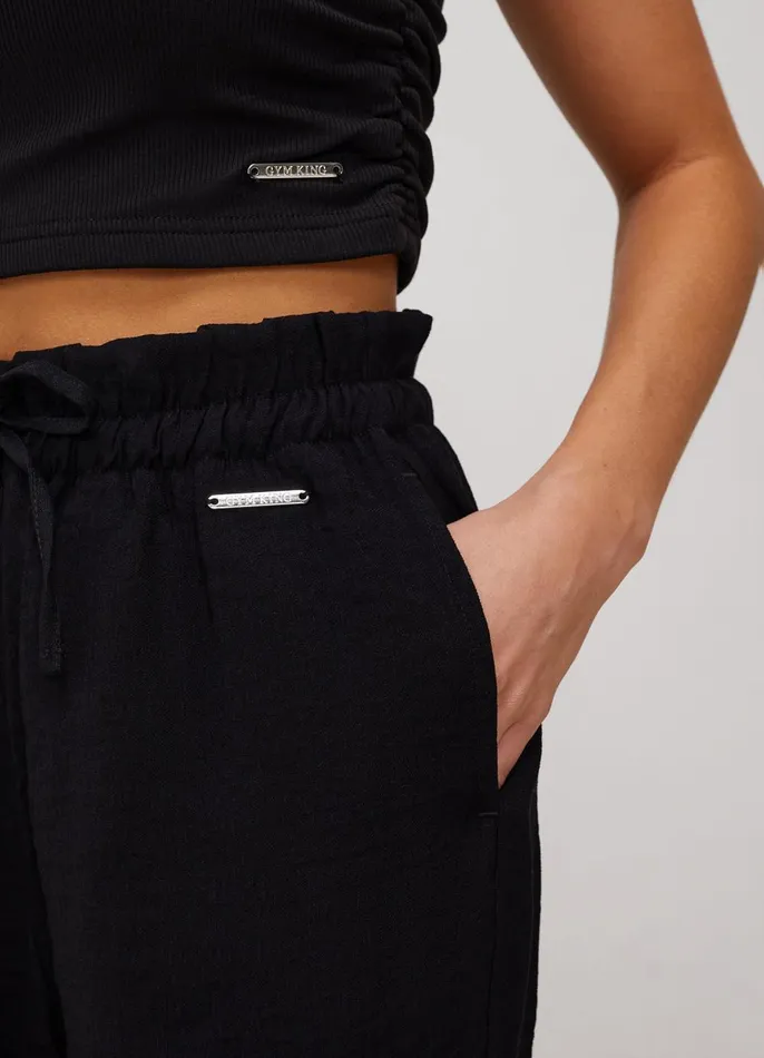 Gym King Joggers Women Signature Woven Wide Leg Trouser 8211 Black