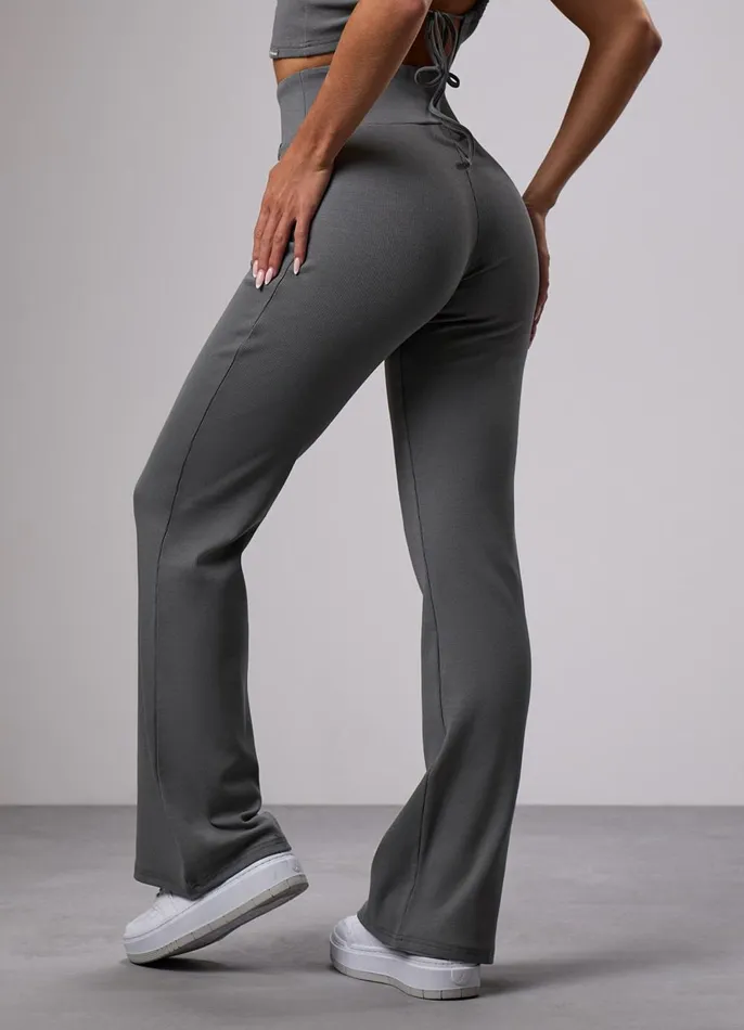 Gym King Leggings Women 365 Rib Flared Legging 8211 Dark Sage